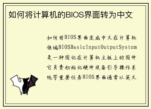 如何将计算机的BIOS界面转为中文